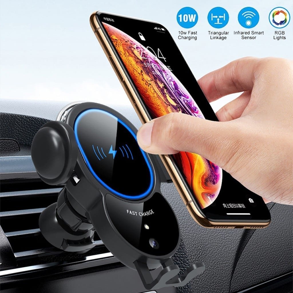 10W Wireless Triangle Mount Automatic Clamping Car Fast Charger - ShoporaX