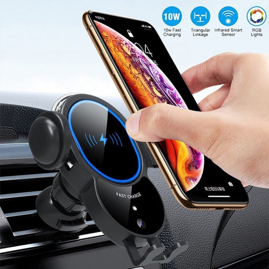 10W Wireless Triangle Mount Automatic Clamping Car Fast Charger - ShoporaX