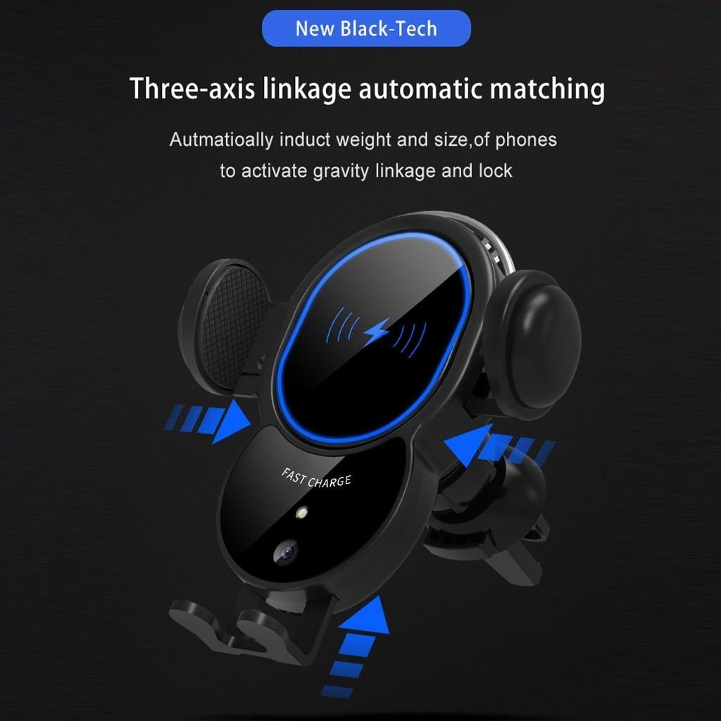 10W Wireless Triangle Mount Automatic Clamping Car Fast Charger - ShoporaX