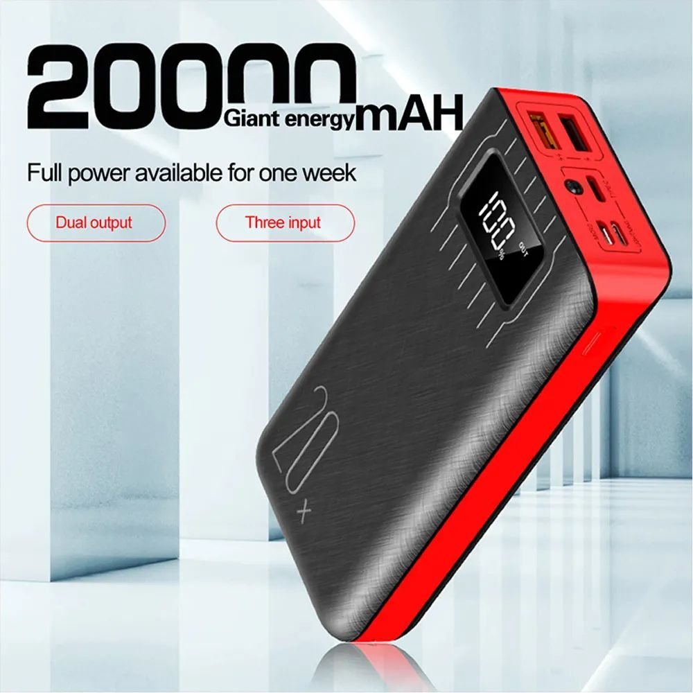 20000mAh External Battery Power Bank Dual USB With LED Flashlight - ShoporaX