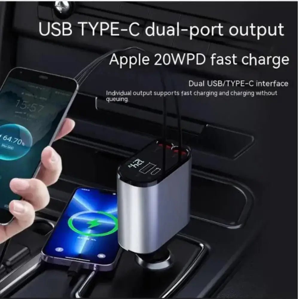 FAST 100W Car Phone Charger Lighter USB And TYPE - C Adapter - ShoporaX