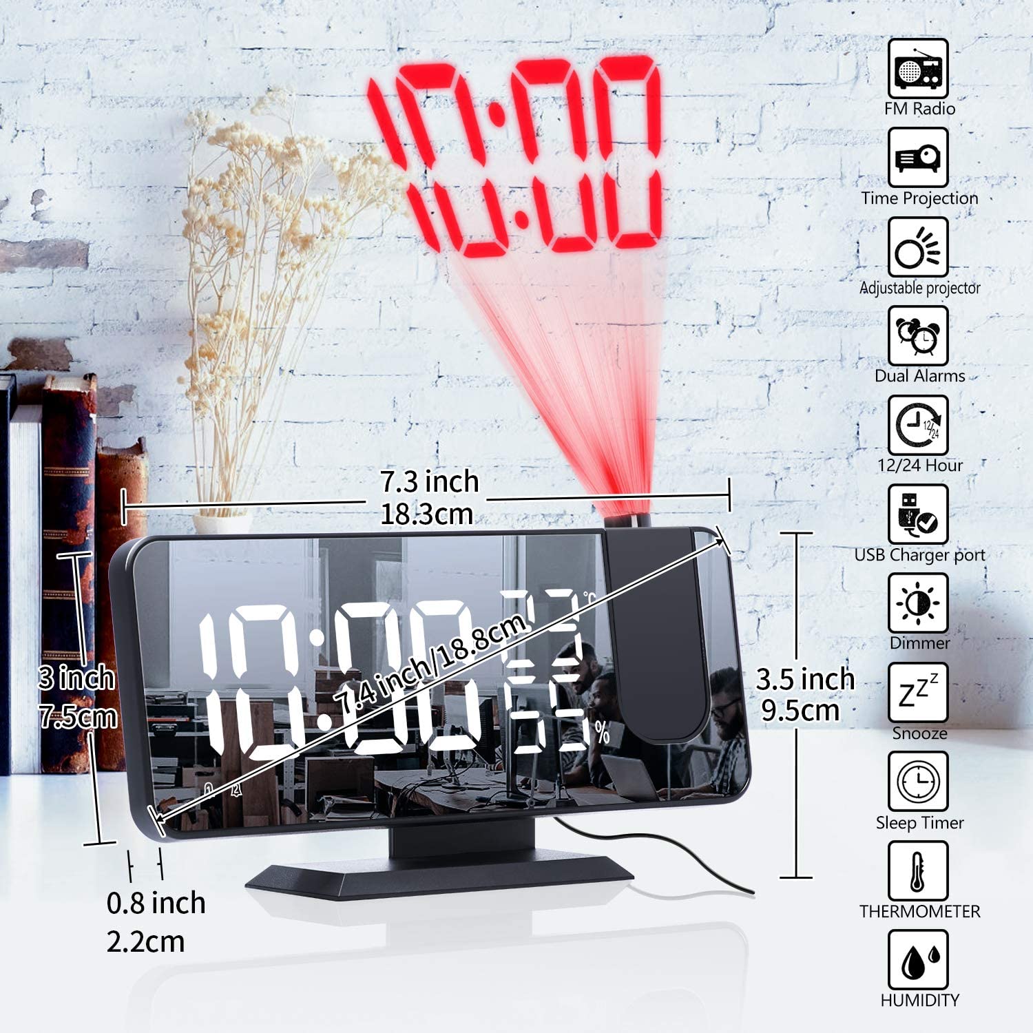 LED Projection Digital Alarm Clock Phone Charger - ShoporaX