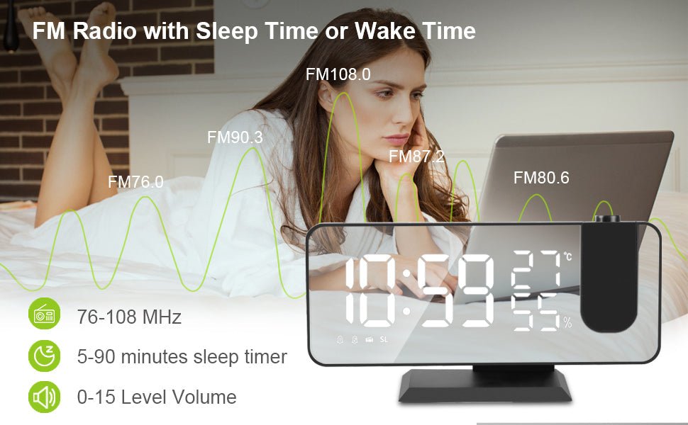 LED Projection Digital Alarm Clock Phone Charger - ShoporaX