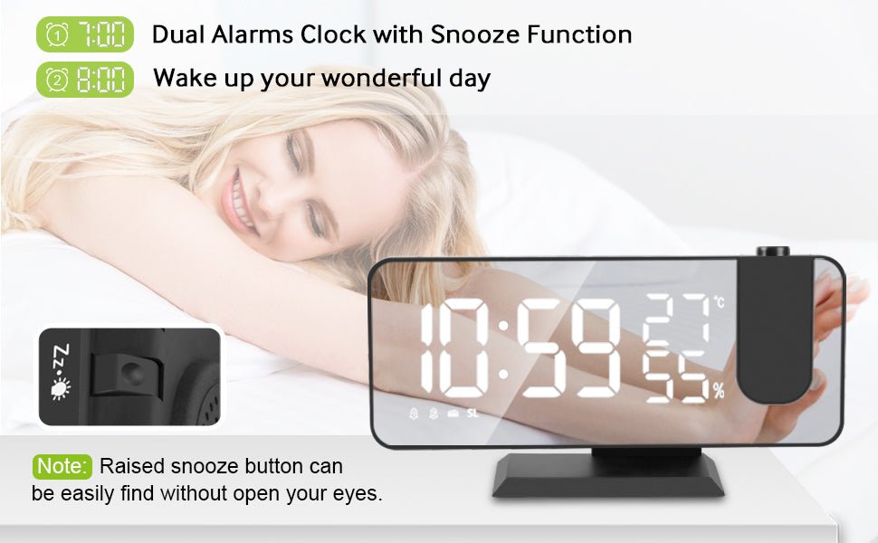 LED Projection Digital Alarm Clock Phone Charger - ShoporaX
